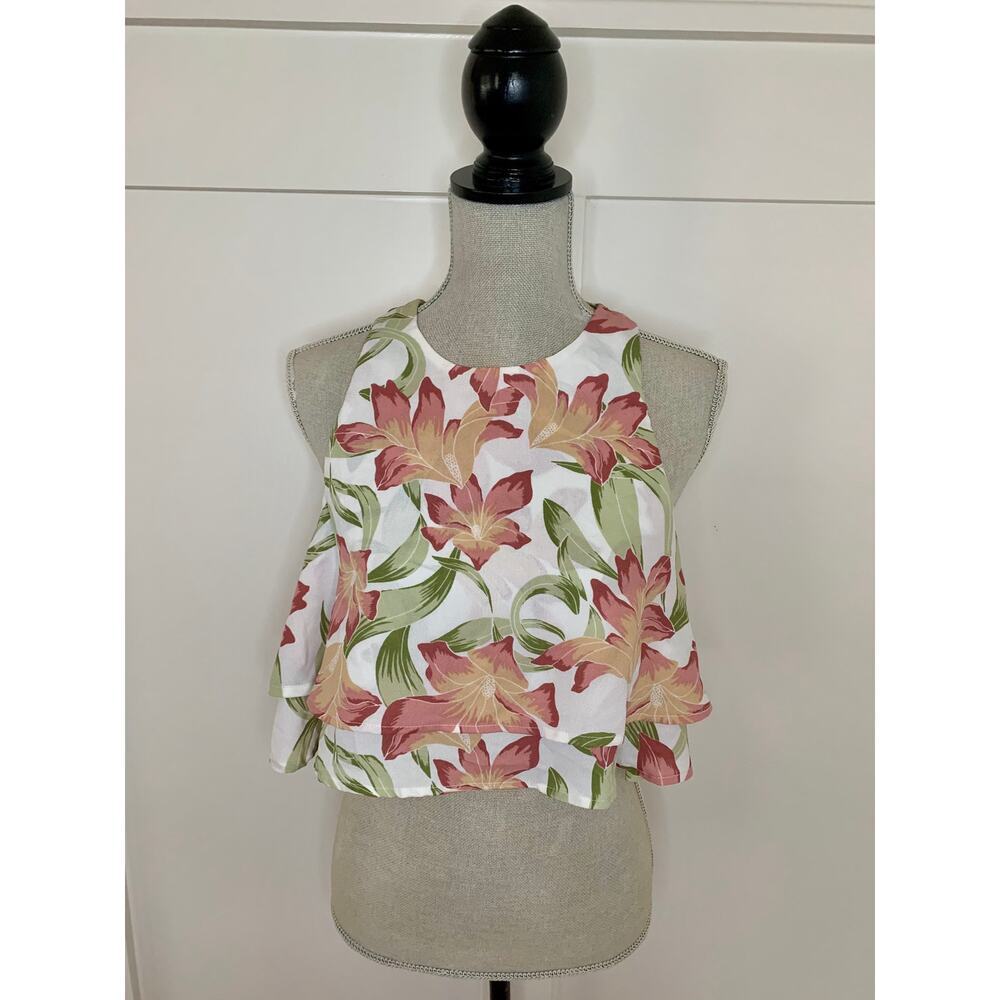 Show Me Your Mumu King Crop Top in Multicolor Floral Small Keyhole Back Layered